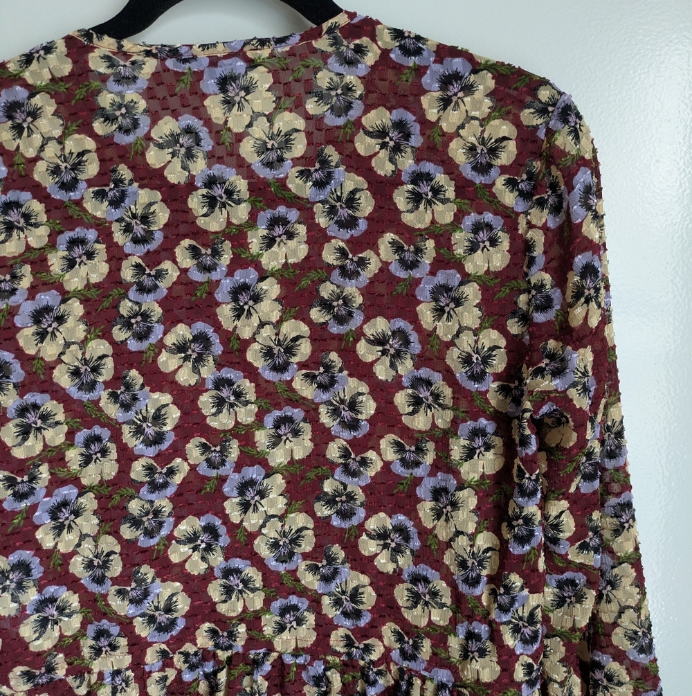 Madewell Ruffle Hem Top Blouse Viola Floral XS - Picture 12 of 16